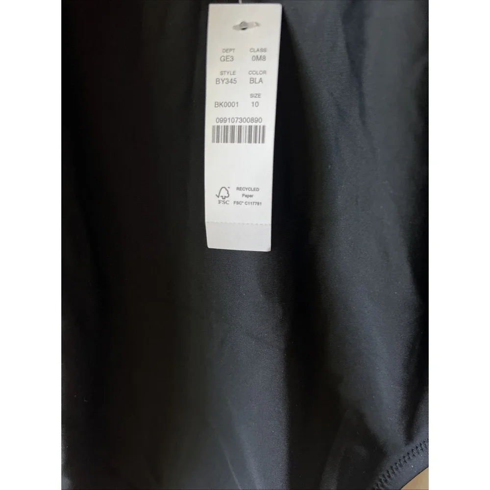 New J.Crew Women Black High Support Cross Back One Piece Swimsuit 10 Deep V-neck